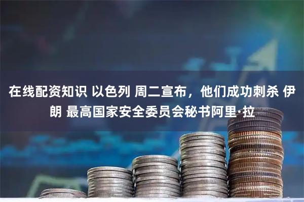 在线配资知识 以色列 周二宣布，他们成功刺杀 伊朗 最高国家安全委员会秘书阿里·拉